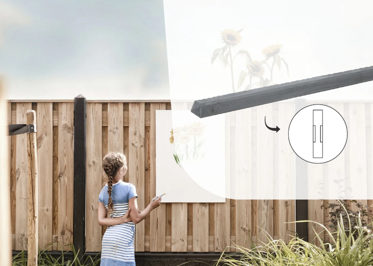 Lichtgewicht Beton Tussenpaal met Diamantkop 8.5 x 8.5 cm (85 x 85 mm) Grijs Ongecoat - Lengte 275 c - Afbeelding 2